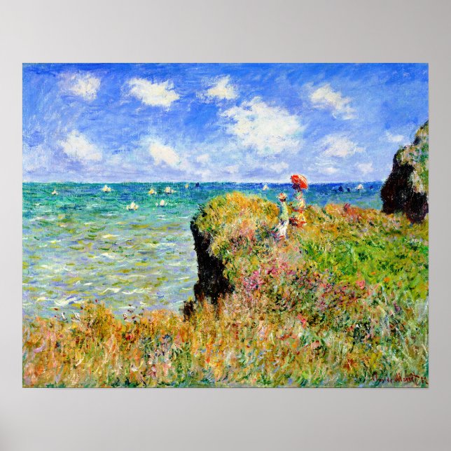 Claude Monet - Cliff Top Walk At Pourville Poster (Front)