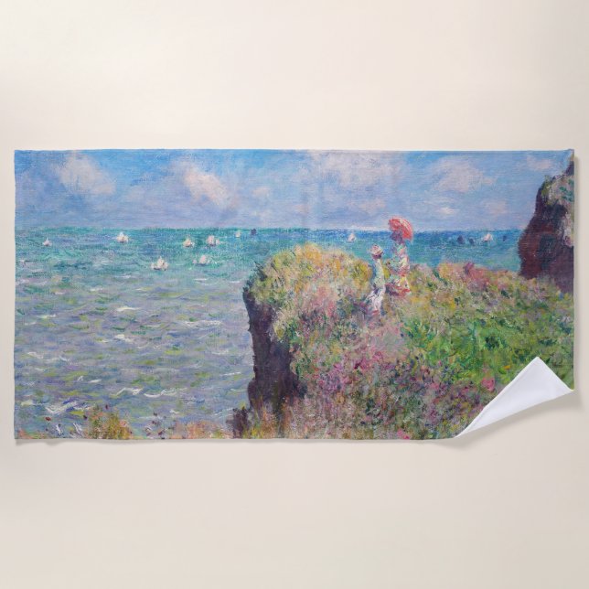 Claude Monet - Cliff Walk at Pourville Beach Towel (Front)