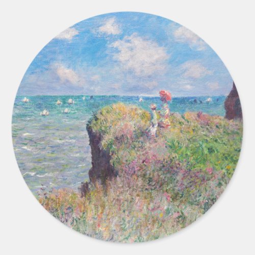 Claude Monet _ Cliff Walk at Pourville Classic Round Sticker