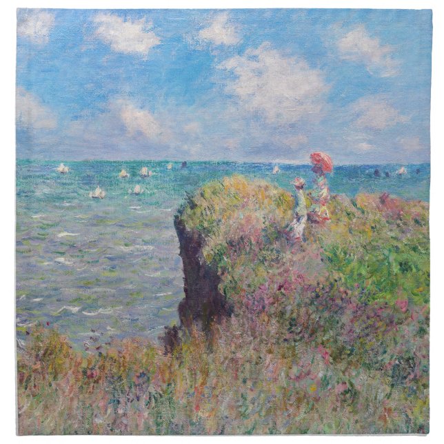 Claude Monet - Cliff Walk at Pourville Cloth Napkin (Front)