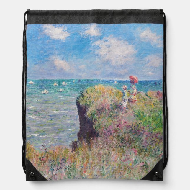 Claude Monet - Cliff Walk at Pourville Drawstring Bag (Front)
