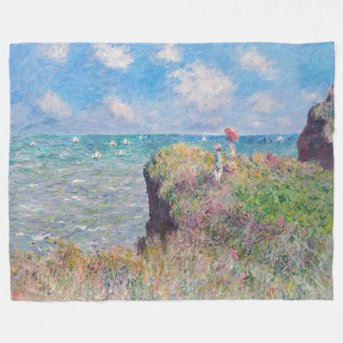 Claude Monet _ Cliff Walk at Pourville Fleece Blanket