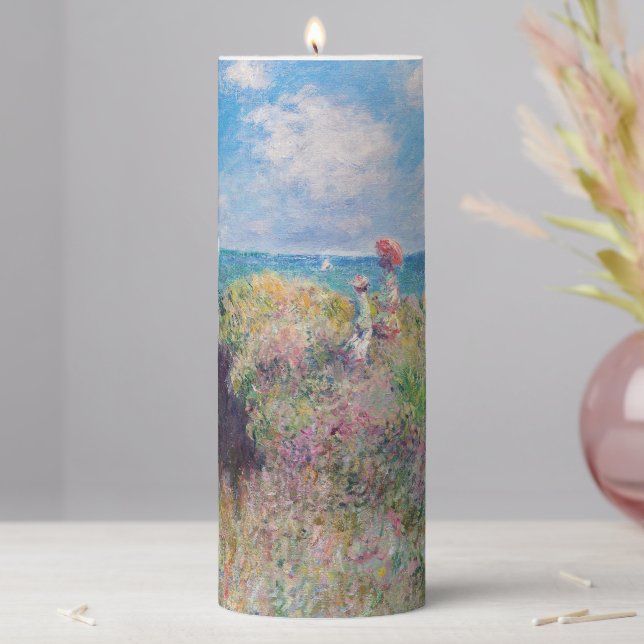 Claude Monet - Cliff Walk at Pourville Pillar Candle (In Situ)