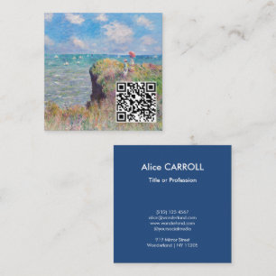 Claude Monet - Cliff Walk at Pourville - QR Code Square Business Card