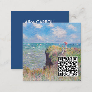 Claude Monet - Cliff Walk at Pourville - QR Code Square Business Card