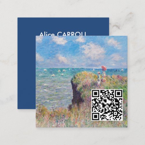 Claude Monet _ Cliff Walk at Pourville _ QR Code Square Business Card