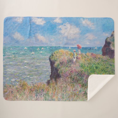 Claude Monet _ Cliff Walk at Pourville Sherpa Blanket