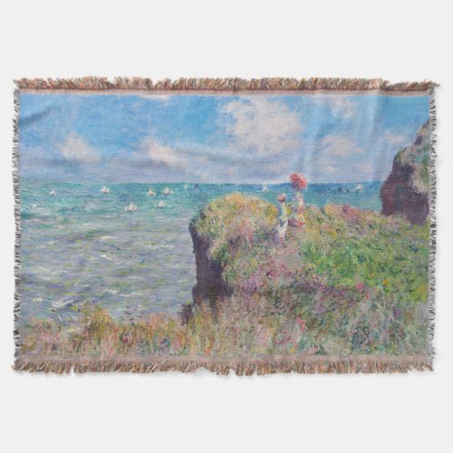 Claude Monet _ Cliff Walk at Pourville Throw Blanket