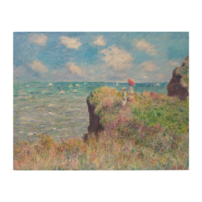 Claude Monet - Cliff Walk at Pourville Wood Wall Art (Front)