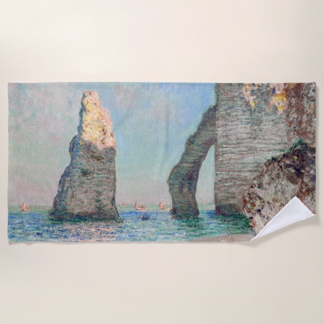 Claude Monet - Cliffs at Etretat Beach Towel (Front)