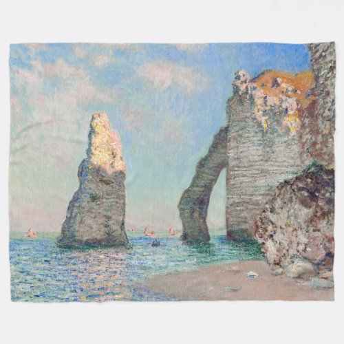 Claude Monet _ Cliffs at Etretat Fleece Blanket