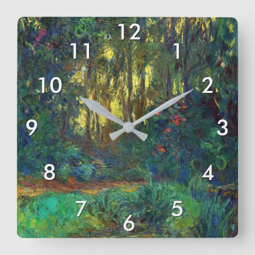 Claude Monet _ Corner of a Pond with Waterlilies Square Wall Clock