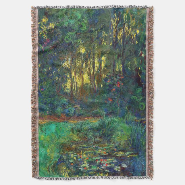 Claude Monet - Corner of a Pond with Waterlilies Throw Blanket (Front Vertical)