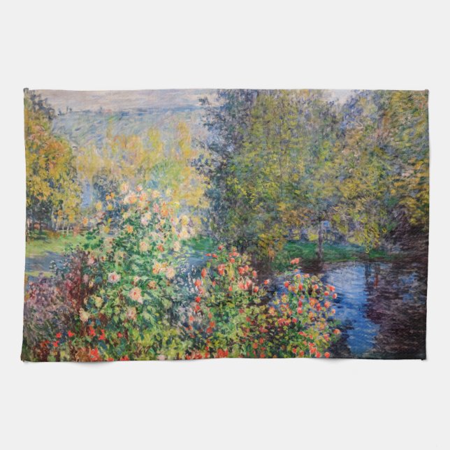 Claude Monet - Corner of the Garden at Montgeron Kitchen Towel (Horizontal)