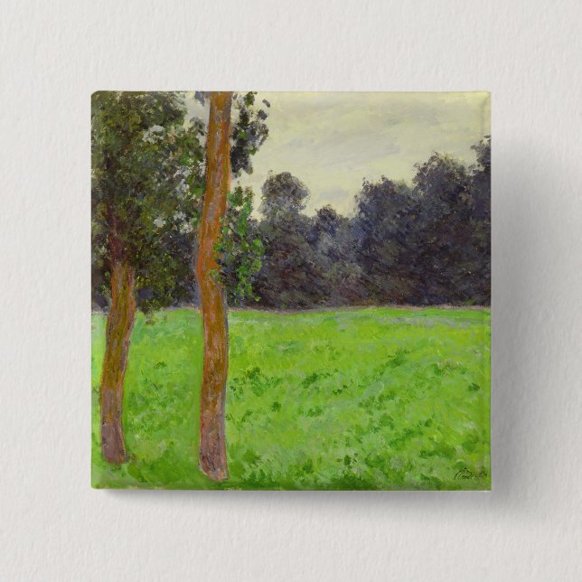 Claude Monet | Deux Arbres dans la Prairie Pinback Button (Front)