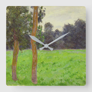 Claude Monet   Deux Arbres dans la Prairie Square Wall Clock