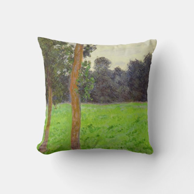 Claude Monet | Deux Arbres dans la Prairie Throw Pillow (Front)