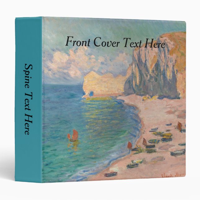Claude Monet - Etretat: Beach and Falaise d'Amont 3 Ring Binder (Front/Spine)