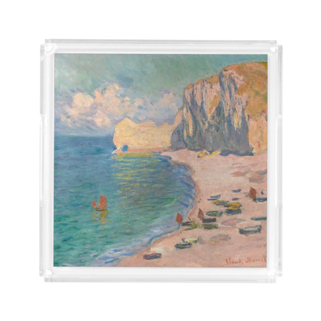Claude Monet - Etretat: Beach and Falaise d'Amont Acrylic Tray (Front)