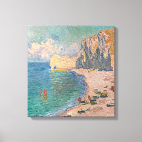 Claude Monet _ Etretat Beach and Falaise dAmont Canvas Print