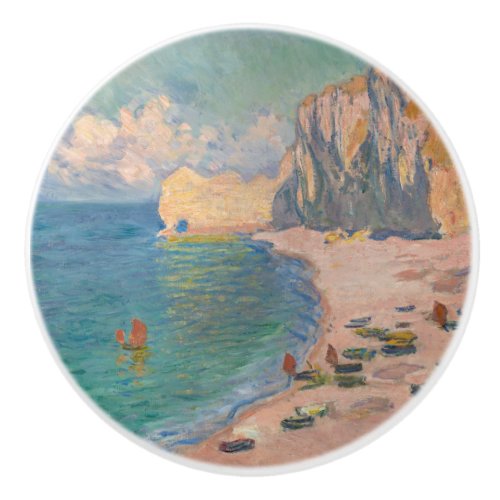 Claude Monet _ Etretat Beach and Falaise dAmont Ceramic Knob