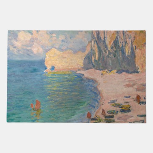 Claude Monet _ Etretat Beach and Falaise dAmont Doormat