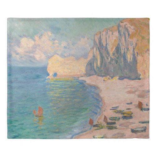 Claude Monet _ Etretat Beach and Falaise dAmont Duvet Cover