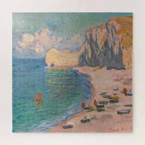Claude Monet _ Etretat Beach and Falaise dAmont Jigsaw Puzzle