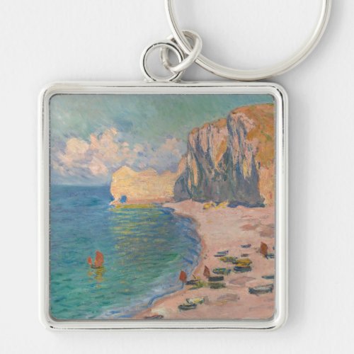 Claude Monet _ Etretat Beach and Falaise dAmont Keychain
