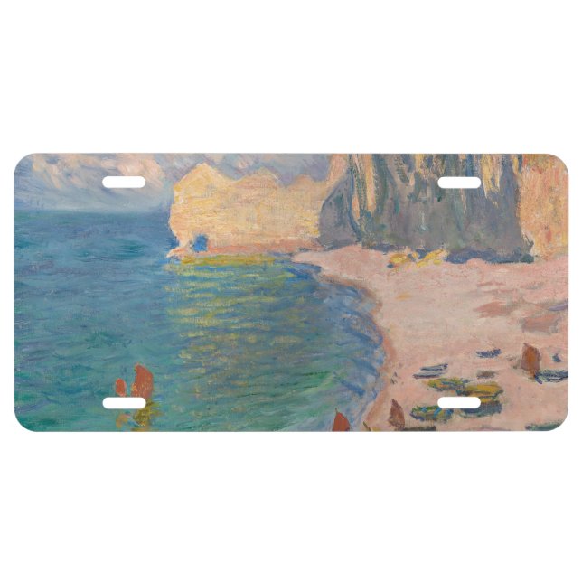 Claude Monet - Etretat: Beach and Falaise d'Amont License Plate (Front)