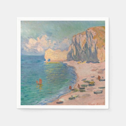 Claude Monet _ Etretat Beach and Falaise dAmont Napkins