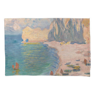 Claude Monet - Etretat: Beach and Falaise d'Amont Pillow Case