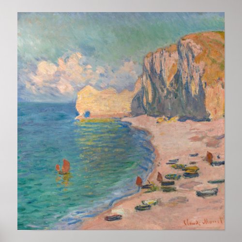 Claude Monet _ Etretat Beach and Falaise dAmont Poster