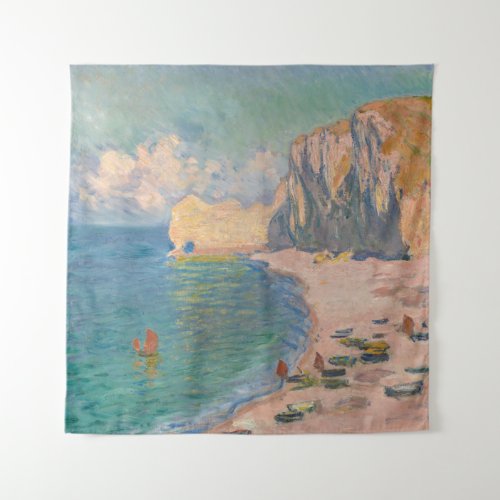 Claude Monet _ Etretat Beach and Falaise dAmont Tapestry