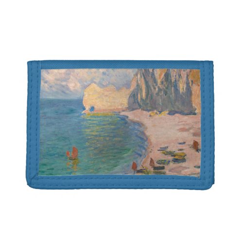Claude Monet _ Etretat Beach and Falaise dAmont Trifold Wallet