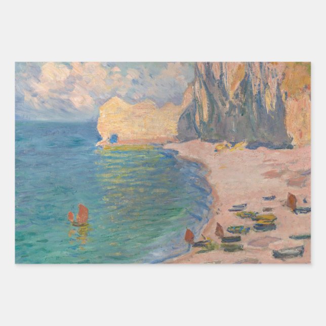 Claude Monet - Etretat: Beach and Falaise d'Amont Wrapping Paper Sheets (Front)