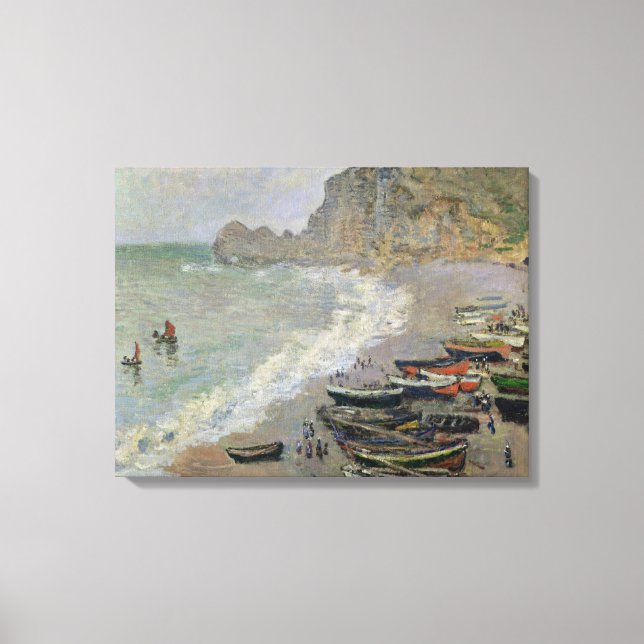 Claude Monet | Etretat, beach and Porte d'Amont Canvas Print (Front)