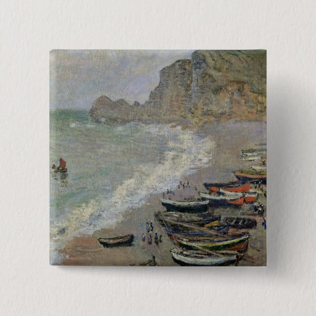Claude Monet | Etretat, beach and Porte d'Amont Pinback Button (Front)