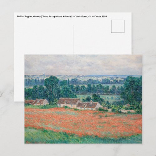 Claude Monet - Field of Poppies, Giverny Postcard