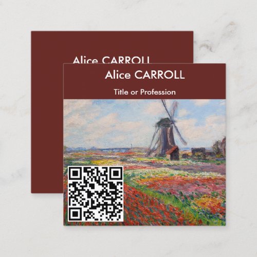 Claude Monet _ Field of Tulips Holland _ QR Code Square Business Card