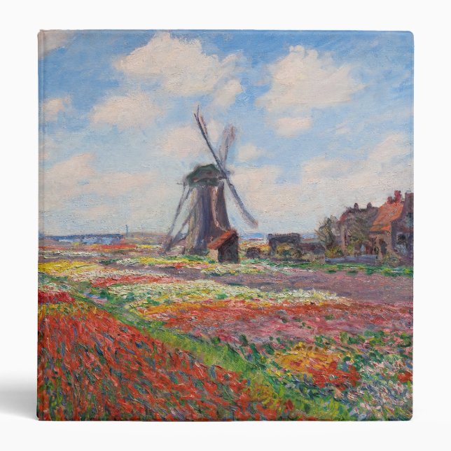 Claude Monet - Field of Tulips in Holland 3 Ring Binder (Front)