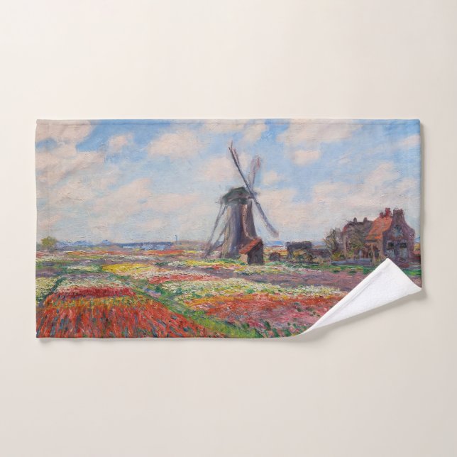 Claude Monet - Field of Tulips in Holland Bath Towel Set (Hand Towel)