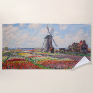 Claude Monet - Field of Tulips in Holland Beach Towel