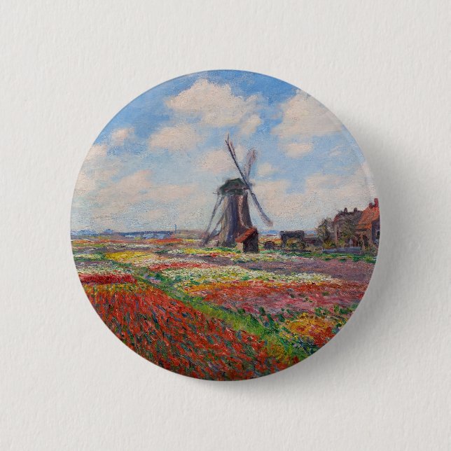 Claude Monet - Field of Tulips in Holland Button (Front)