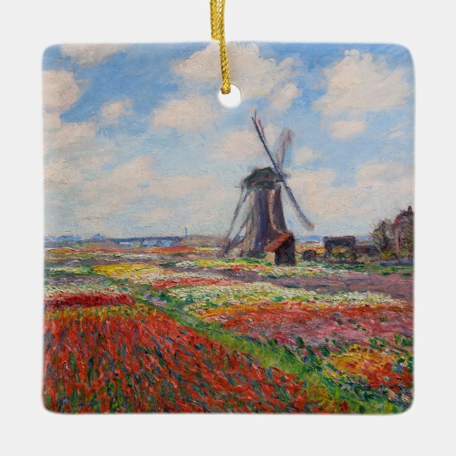Claude Monet - Field of Tulips in Holland Ceramic Ornament (Front)