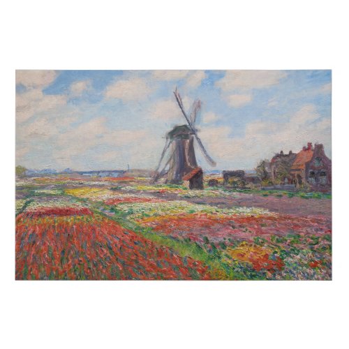 Claude Monet _ Field of Tulips in Holland Faux Canvas Print