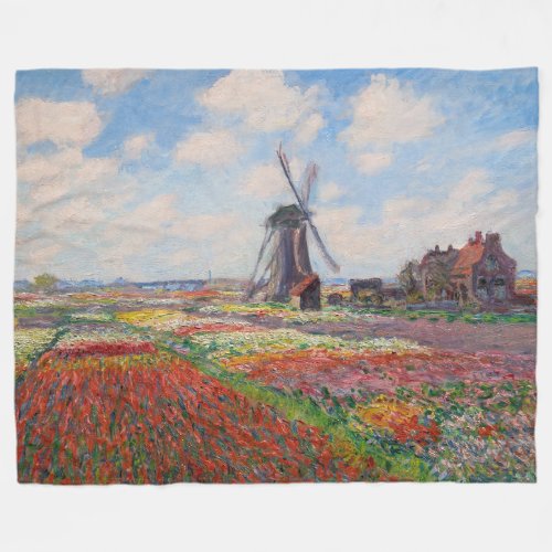 Claude Monet _ Field of Tulips in Holland Fleece Blanket