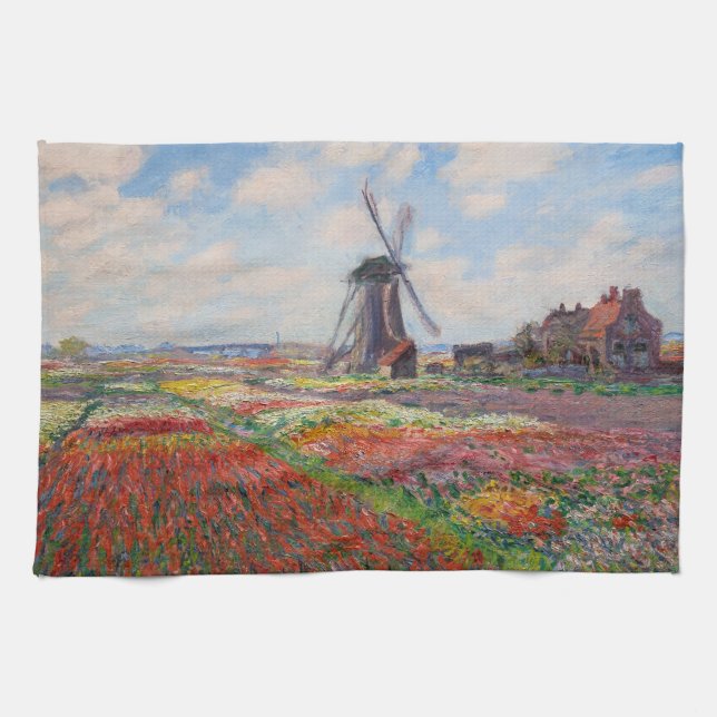 Claude Monet - Field of Tulips in Holland Kitchen Towel (Horizontal)