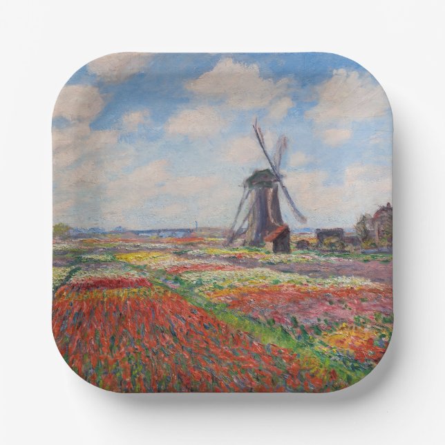 Claude Monet - Field of Tulips in Holland Paper Plates (Front)