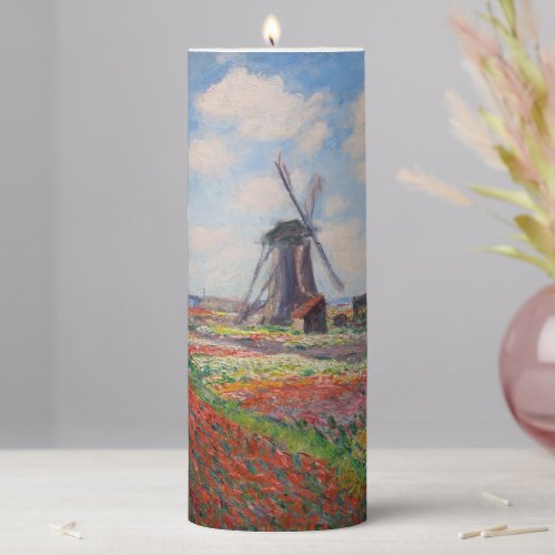Claude Monet _ Field of Tulips in Holland Pillar Candle